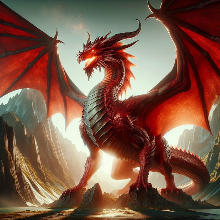 Majestic Red Dragon in Stunning Landscape | AI Art Generator | Easy ...