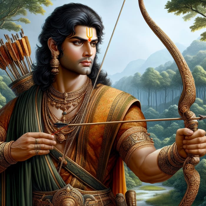 Lord Rama with Arrow: Traditional Indian Mythological Figure