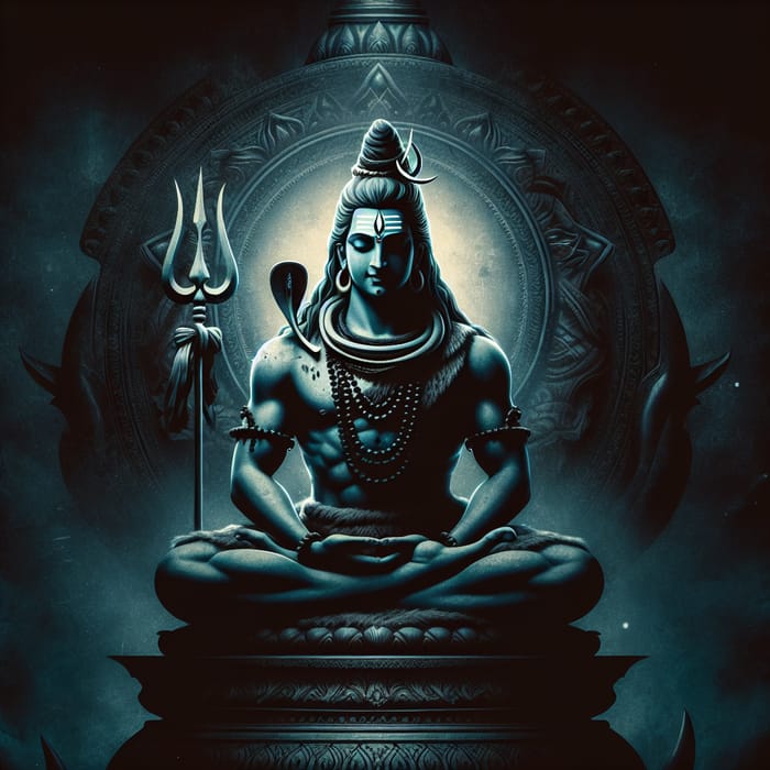 Mystical Lord Shiva | Divine Illustration in Dark Setting
