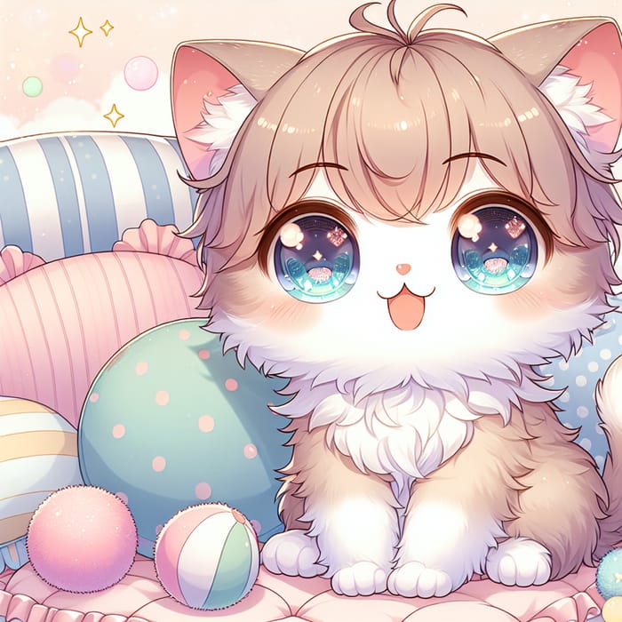 Cute Anime Cat Illustration | Adorable Feline Artwork