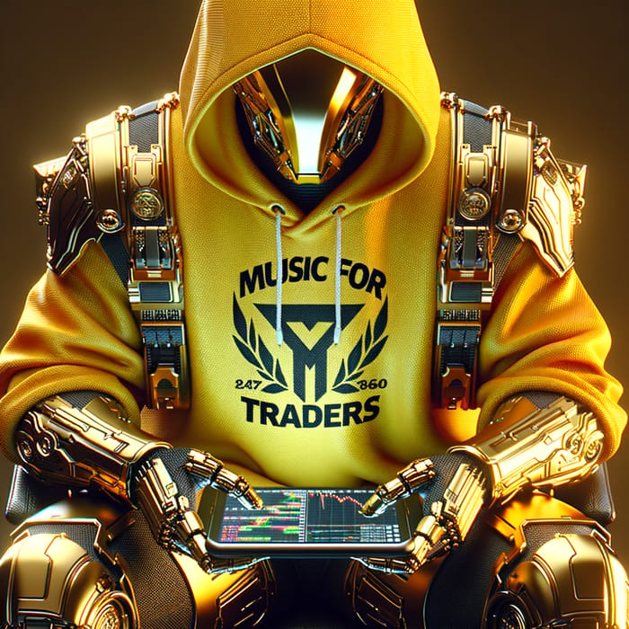 Golden Stormtrooper in Music for Traders Yellow Hoodie Sweater Trading Forex