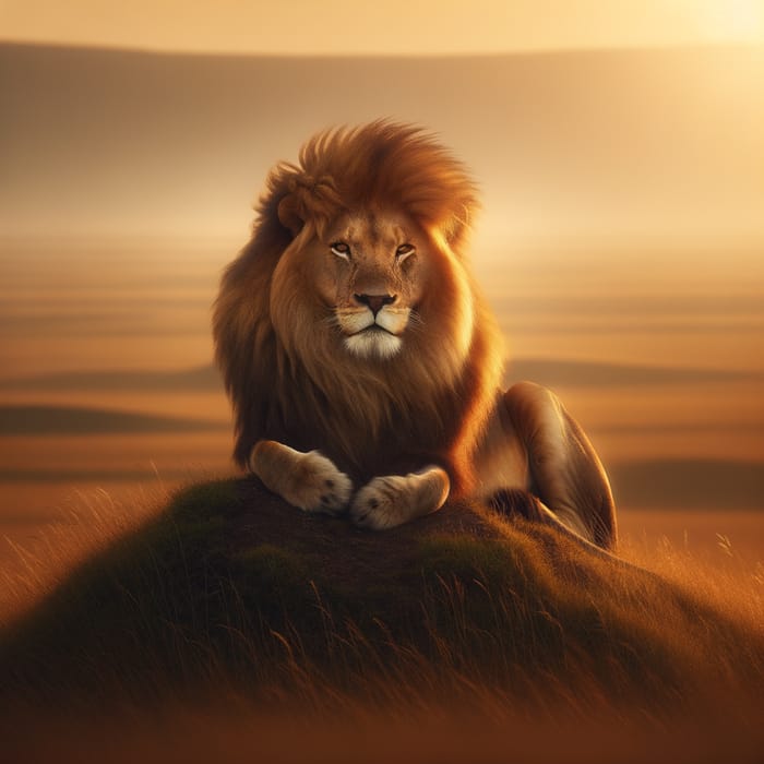 Majestic Lion King overlooking endless savannah - Leão
