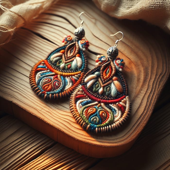 Bohemian Punch Needle Earrings | Handmade Artistry