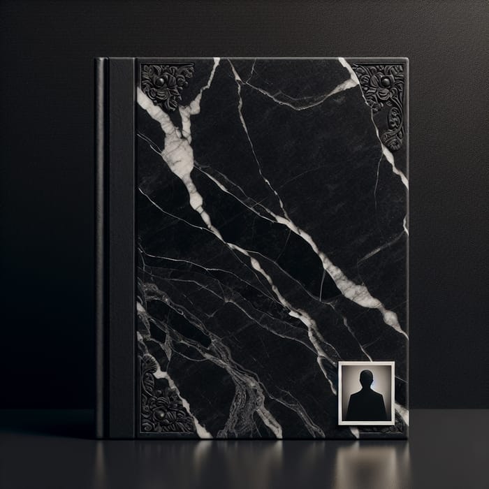 Realistic Black Marble Book with Author's Photo