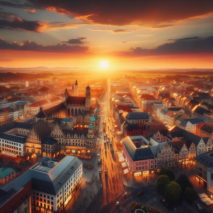 Glorious Sunset Cityscape with Ancient and Modern Buildings