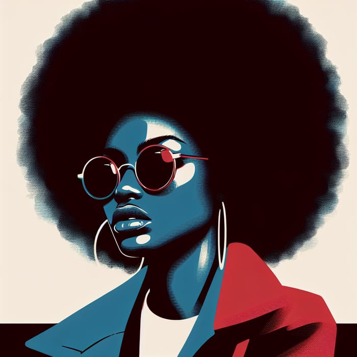Urban Coolness: Stylish Afro Girl in Minimalist Digital Art