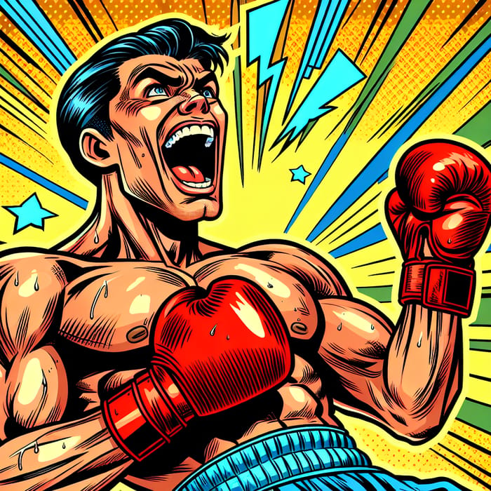 Animated Boxer Celebrating - High-Speed Comic Snapshot