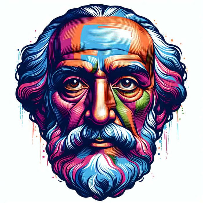 Wise Philosopher Persona in Vibrant Colors | Cartoon Style