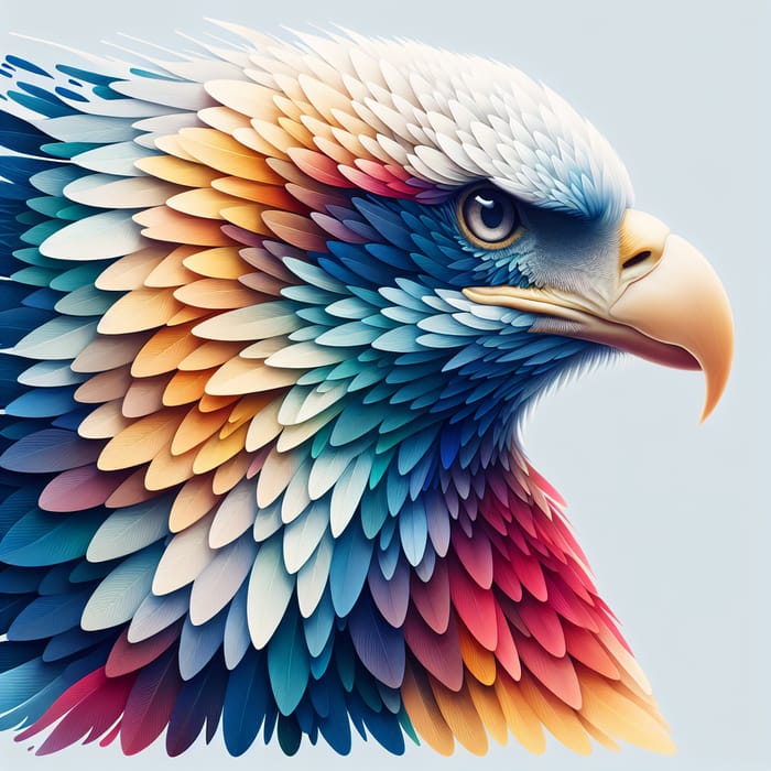 Realistic Fading Colors Eagle Artwork | Left Profile View