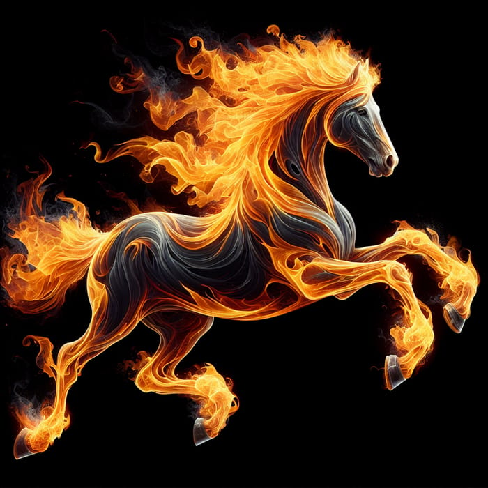 Fantasy Flame Horse - Vibrant Colors & Fiery Gallop