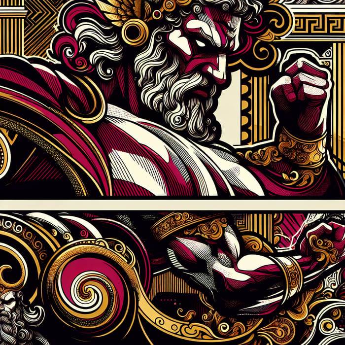 Dynamic Comic Art of Powerful Greek God