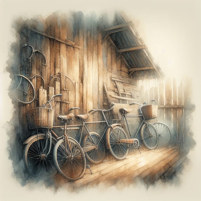 Vintage Bicycles in Watercolor Art
