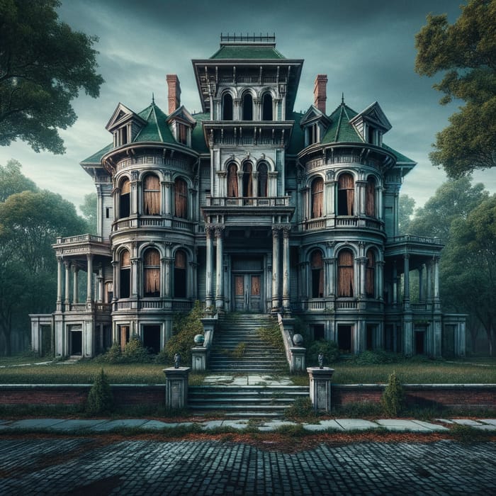 Elegance Lost: Decaying Mansion in Serene Locale