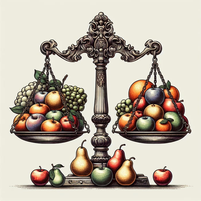 Fruitful Justice: Detailed Scales Illustration