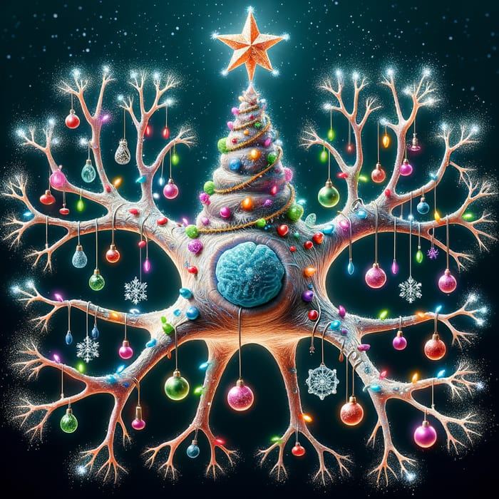 Neural Tissue Cell in Festive Holiday Style