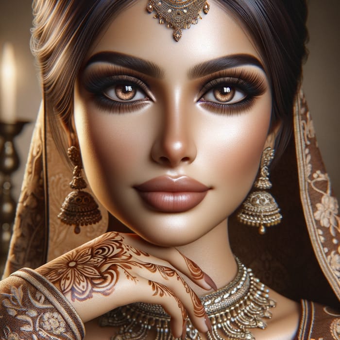 Hyper-Realistic Indian Woman Portrait | Almond Eyes & Caramel Skin
