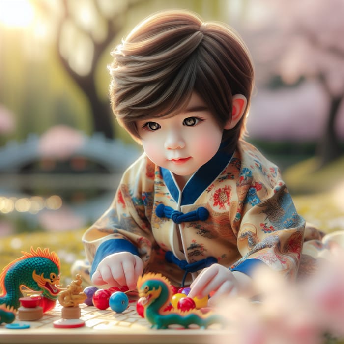 Enchanting Chinese Kid in Cherry Blossom Park