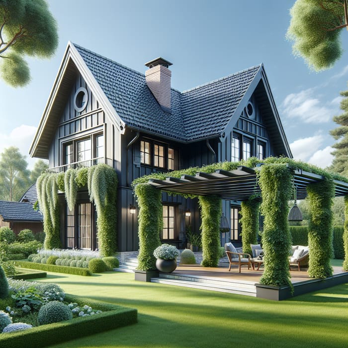 Realistic Luxury Black Aluminum Pergola | Green Garden House Germany