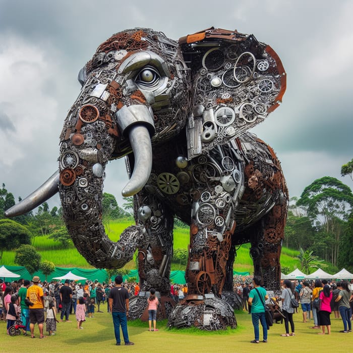 Impressive Large Elephant Sculpture from Scrap Metal