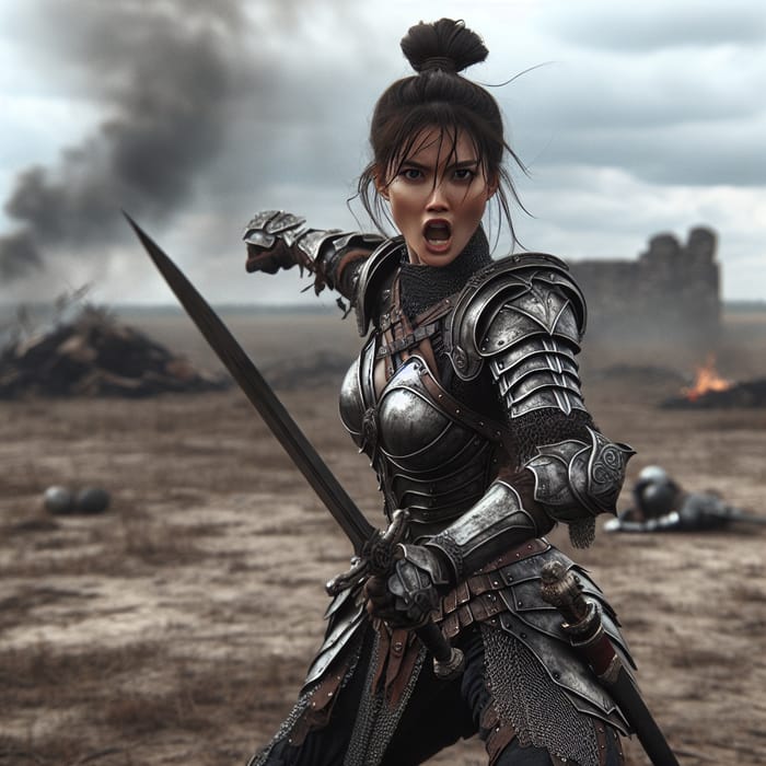 Female Warrior in Full Battle Gear | Ready for Combat