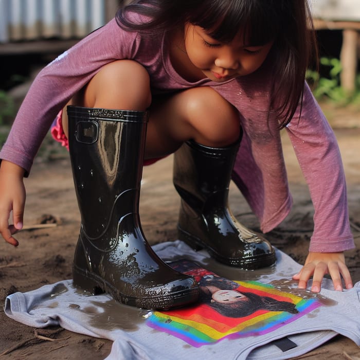 Girl in Rubber Boots Trampling T-Shirt