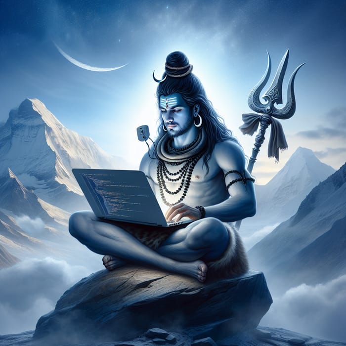 Lord Shiva Programming in Divine Devotion to Java