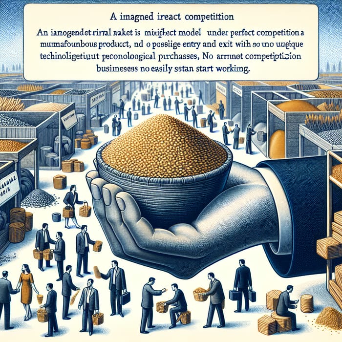 Perfect Competition Market Model - Small Businesses & Grain Illustration