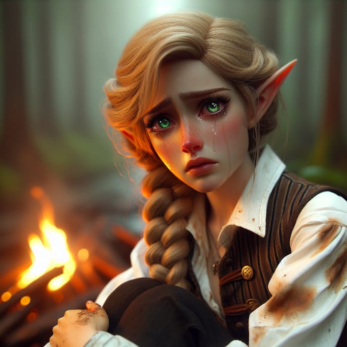 Tranquil Elf Girl - Emotional Swamp Scene