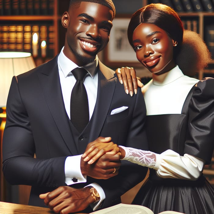 Joyful Black Couple Preparing for Marriage Knowledge Competition