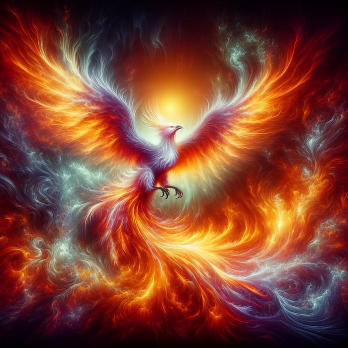 Majestic Phoenix Rising with Ethereal Glow | Detailed Fantasy Art