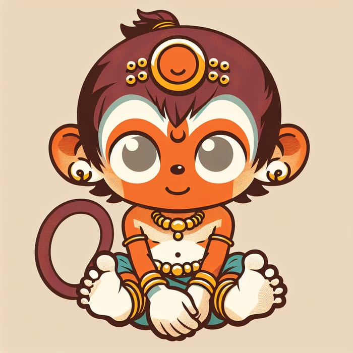 Anime Style Hanuman Ji Child | Colorful Monkey-Character