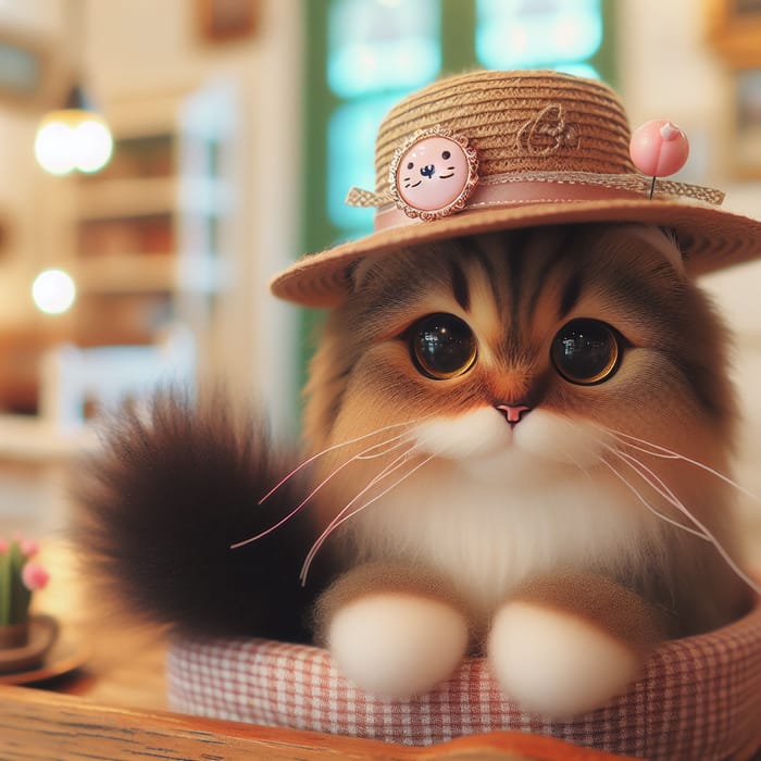 Cute Cat Wearing Pin Hat