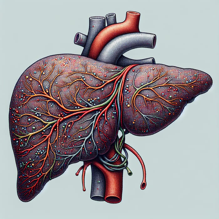 Pointillism Illustration of Liver Cirrhosis