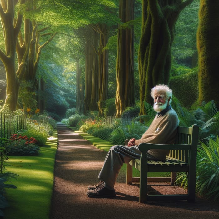 Very Old Man Sitting in Park | Serene Outdoor Scene