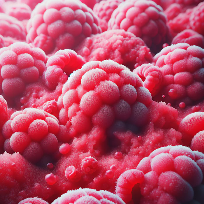 Raspberry Sorbet Texture: A Close-Up View