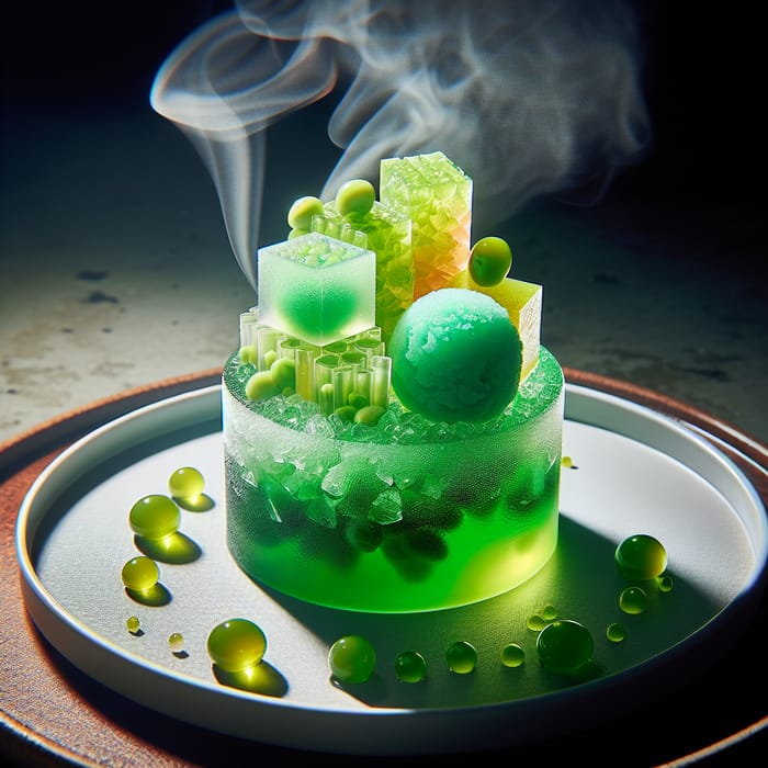 Deliciously Unique Cucamelon Flavored Sorbet with Edible Gels and Steam