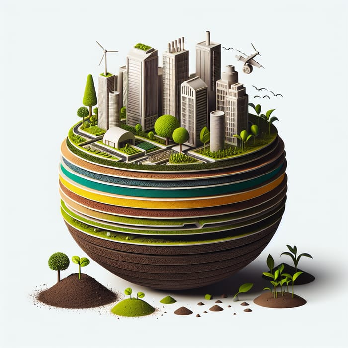 Diverse Ecological Globe with 5 Soil Layers & 6 Plant Varieties