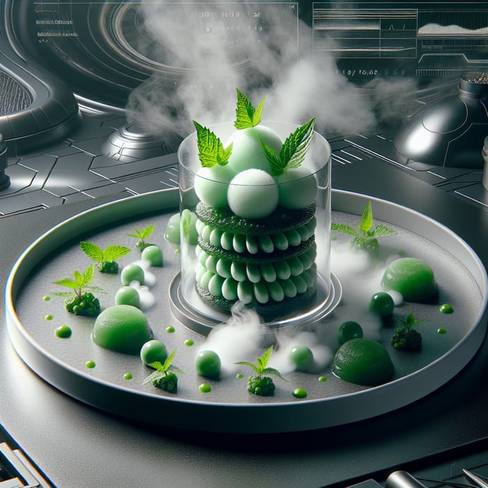 Futuristic Nettle Sorbet with Foams, Gels and Steam