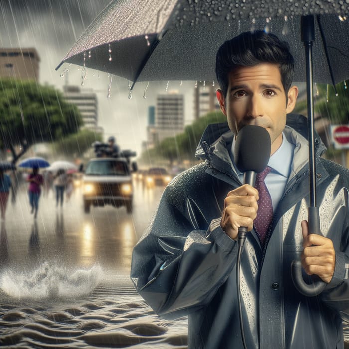 Hispanic Weather Journalist Reports Live News on Rainstorm - Latest Updates