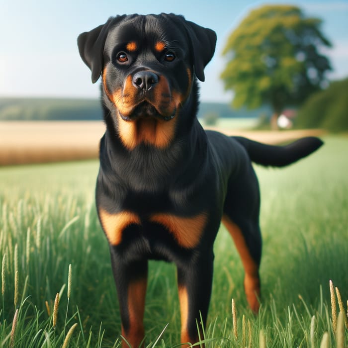 Majestic Rottweiler Dog - Powerful Companion in Green Meadow