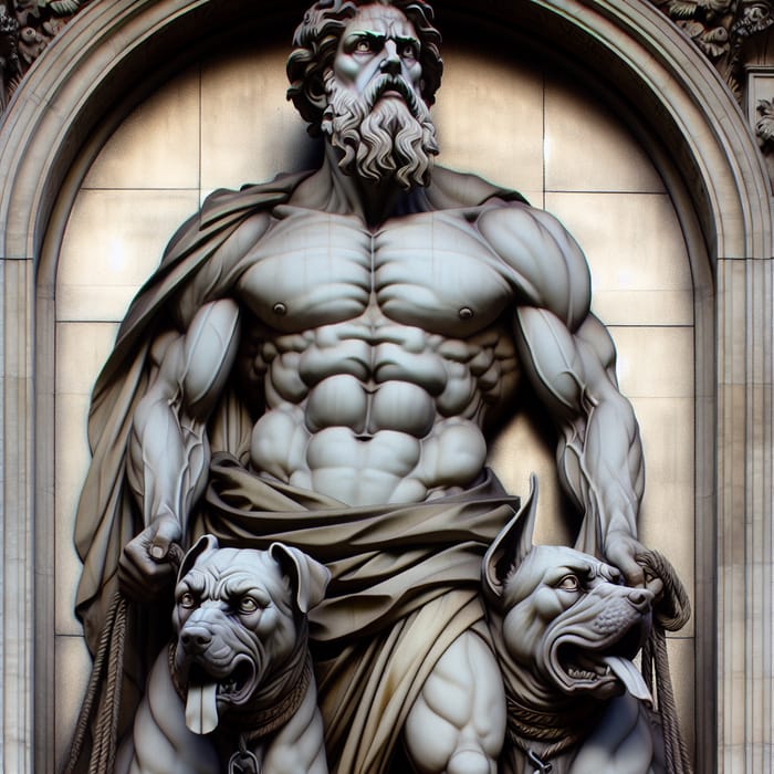 Saint Lazarus with Muscle-Bound physique and Guardian Dogs