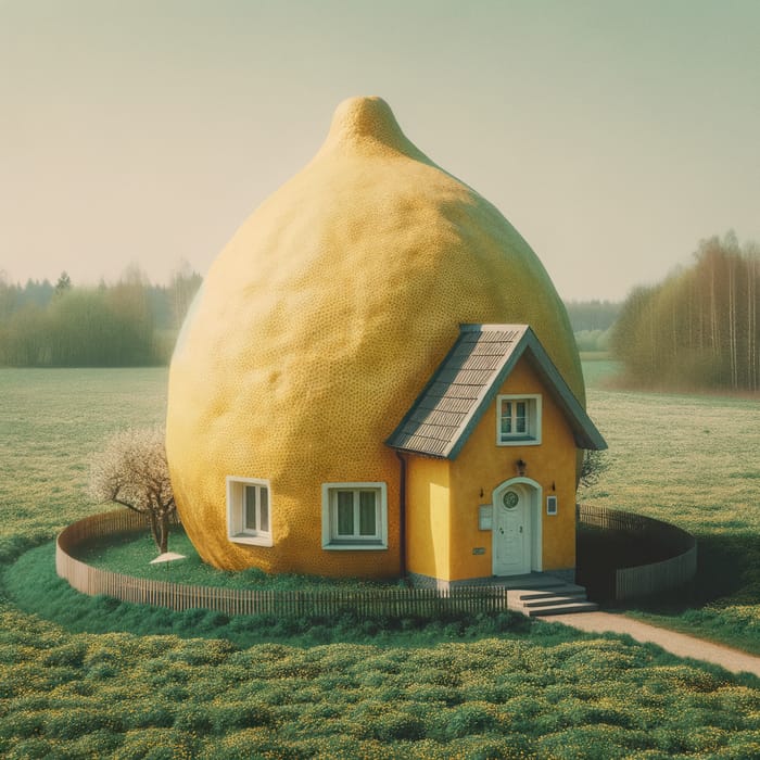 Lemon-Shaped House on Spring Meadow with Kodak Vision3 500