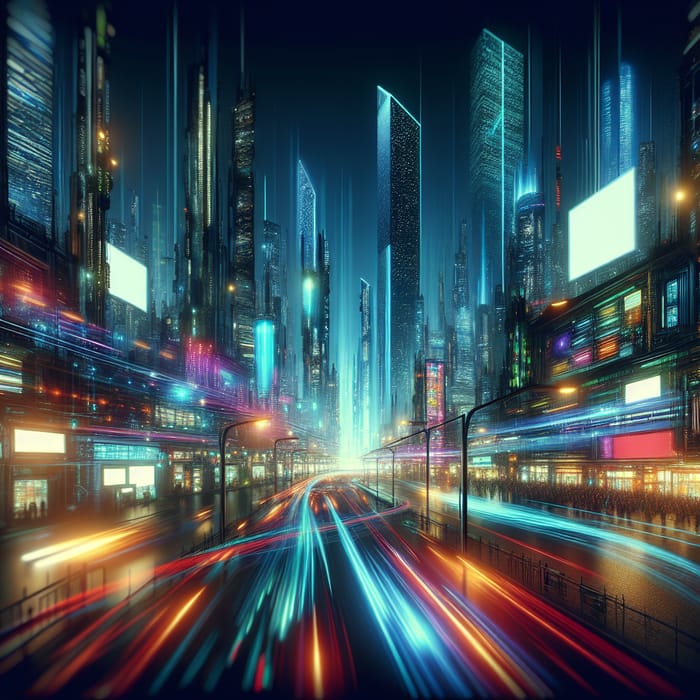 Futuristic Cyberpunk Cityscape: Neon Lights & Sci-Fi Marvels
