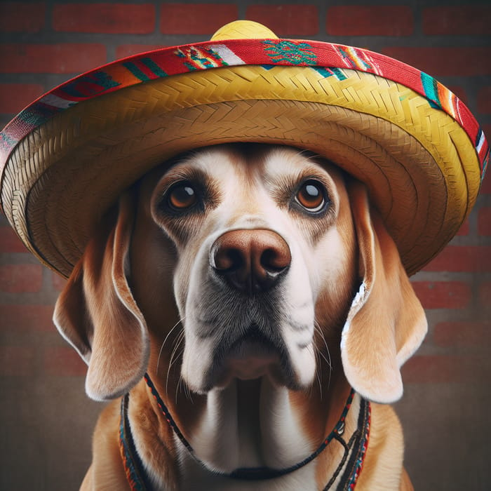 Realistic Dog with a Sombrero Hat - Stylish and Unique Pet