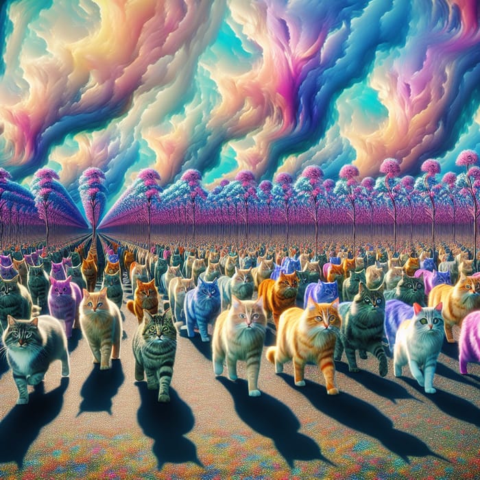 Surrealistic Army of Cats: A Fantastical Spectacle