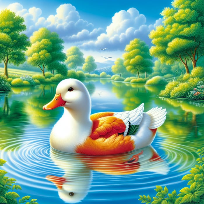 Tranquil Duck Floating in Serene Pond