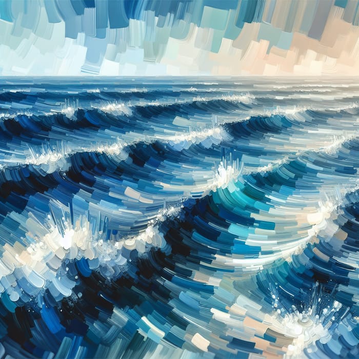 Abstract Ocean Waves Art - Ebb & Flow in Blue