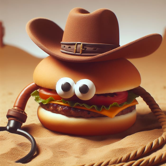 Quirky Cowboy Hamburger with Chalk Eyes