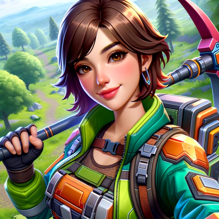 Female Fortnite Character with Brown Hair
