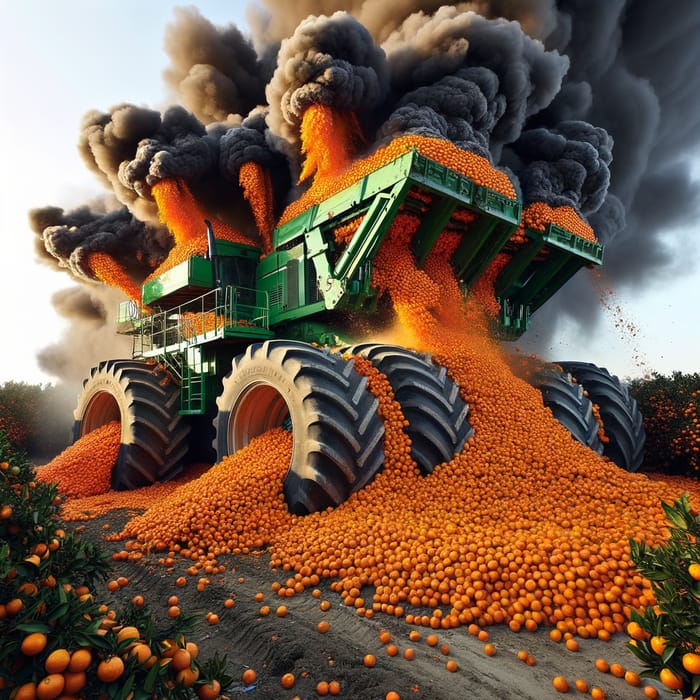 Dramatic Tractor Crushes Tangerines